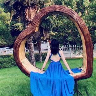 户外巴厘岛鸟巢秋千藤编沙发景区创意装 饰悬挂名宿吊床吊椅鸟巢椅