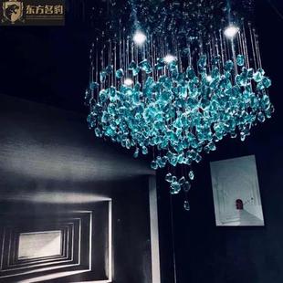 灯具定制酒店大堂水晶吊灯售楼部绿宝石装 饰灯商城广场大型吊灯