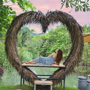 户外景观道具落地座椅巴厘岛藤编鸟巢景区网红打卡拍摄鸟巢藤秋千