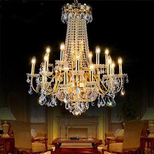复式 楼客厅水晶大吊灯酒店大厅灯办公楼梯吊灯别墅黄色水晶吊灯具