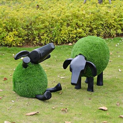 玻璃钢草皮羊雕塑小区幼儿园售楼部儿童摄影卡通小羊肖恩摆件造景