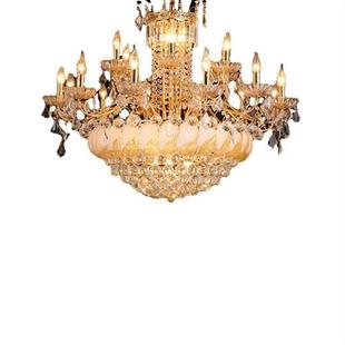 复式 楼客厅水晶大吊灯酒店大厅灯办公楼梯吊灯别墅黄色水晶吊灯具