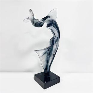 简约现代抽象透明树脂酒店商场玄关别墅客厅装 饰品艺术桌面工艺品