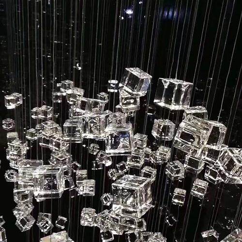 工程定制水晶售楼部沙盘吊灯酒店大堂创意彩色琉璃清光石头吊灯