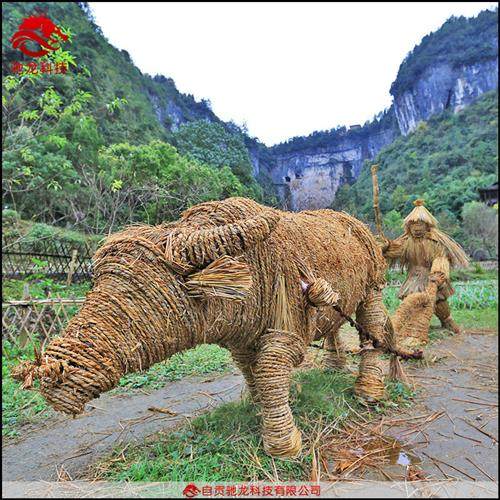 甘肃稻草雕塑仿真卡通人物稻草艺术农耕文化展品农民丰收节