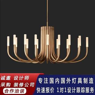 铁艺吊灯 复古轻奢别墅酒店会所美式 现代极简个性 全铜吊灯美式