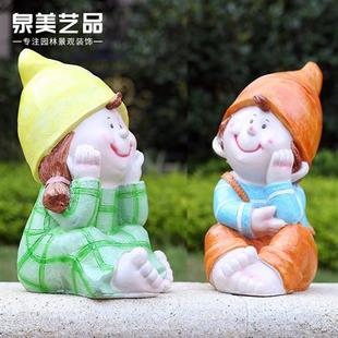 树脂工艺品厂家公司花园庭院户外园林景观装 饰品卡通娃娃雕塑摆件