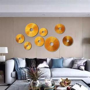 现代简约创意折叠扇子酒店挂件客厅床头背景圆形艺术金属壁挂订购