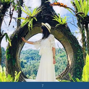 巴厘岛网红鸟巢秋千景区打卡婚纱拍摄道具创意圆形床户外吊篮