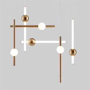 北欧后现代轻奢吧台客厅橱窗灯具创意复式 楼梯灯餐厅发光棒吊灯饰