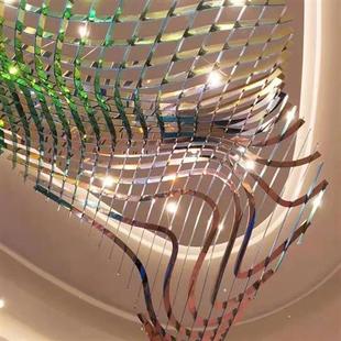 现代酒店工程吊灯非标水晶灯艺术创意灯宴会厅售楼部圆盘大吊灯