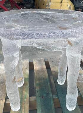 酒店前台透明树脂休闲吧台椅子摆件创意水晶玻璃艺术品凳子雕塑