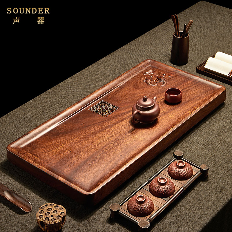 Sounder进口胡桃木茶盘家用原木高档干泡台实木茶托盘储水式茶海