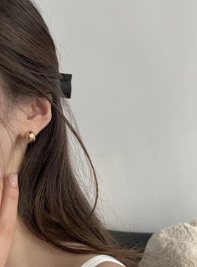 纯银小金豆法式简约设计感耳钉女韩版高级感小巧精致耳环气质百搭