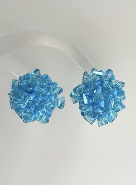 蓝色绣球水晶串珠耳钉女高级感轻奢小众独特气质耳环夏日度假耳饰