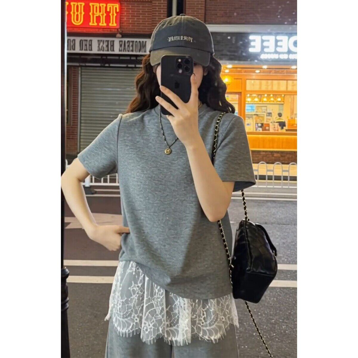 韩系巨好看穿搭一整套2026新款灰色短袖上衣女夏季阔腿裤两件式套