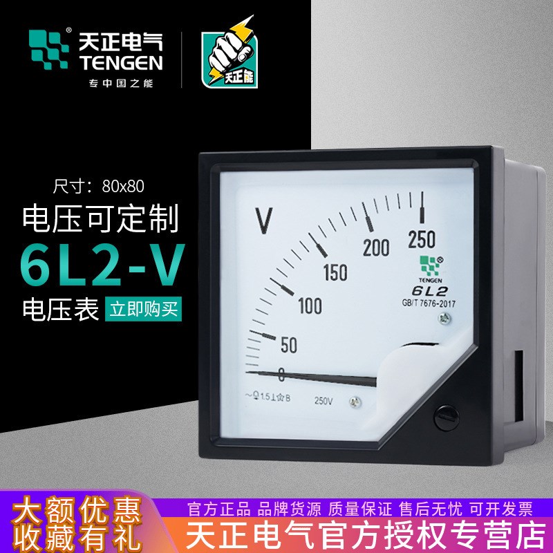 6L2-V指针式电p压表450V100V250V500V10KV12KV交流80*80