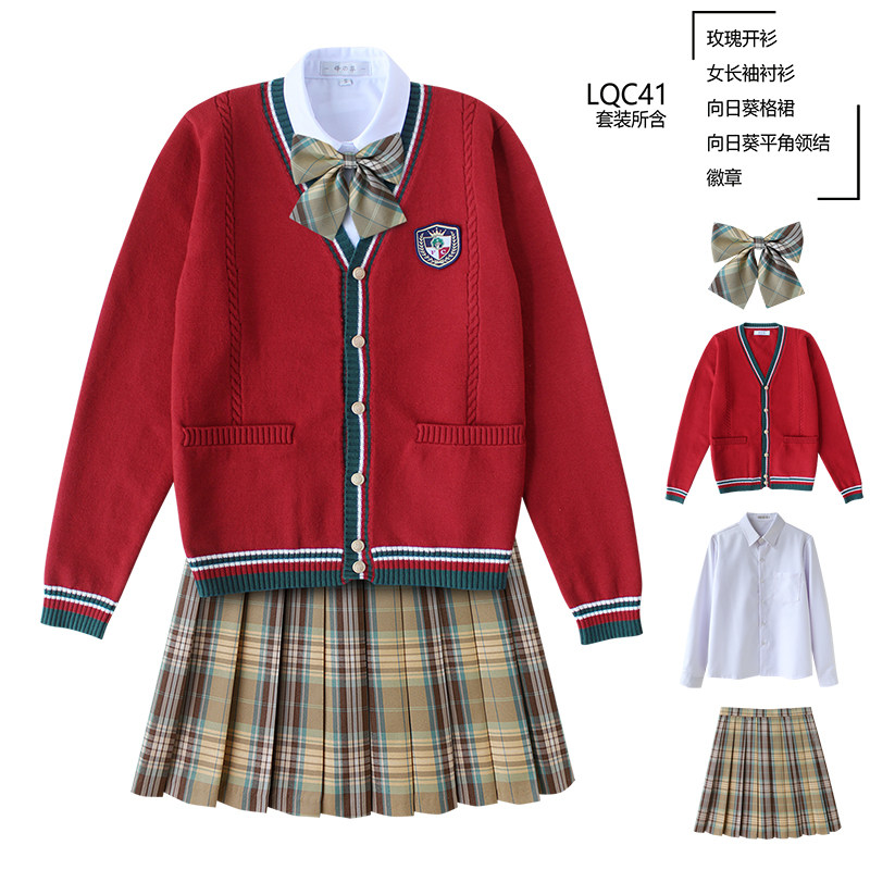 2JK制服秋冬套装格裙长袖毛衣学院风校供情侣装亲子装校服学生装