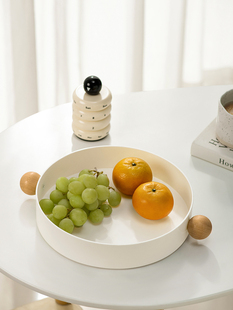 懒地创意水果盘提手糖果盘桌面托盘茶几客厅零食超大号木球收纳盘