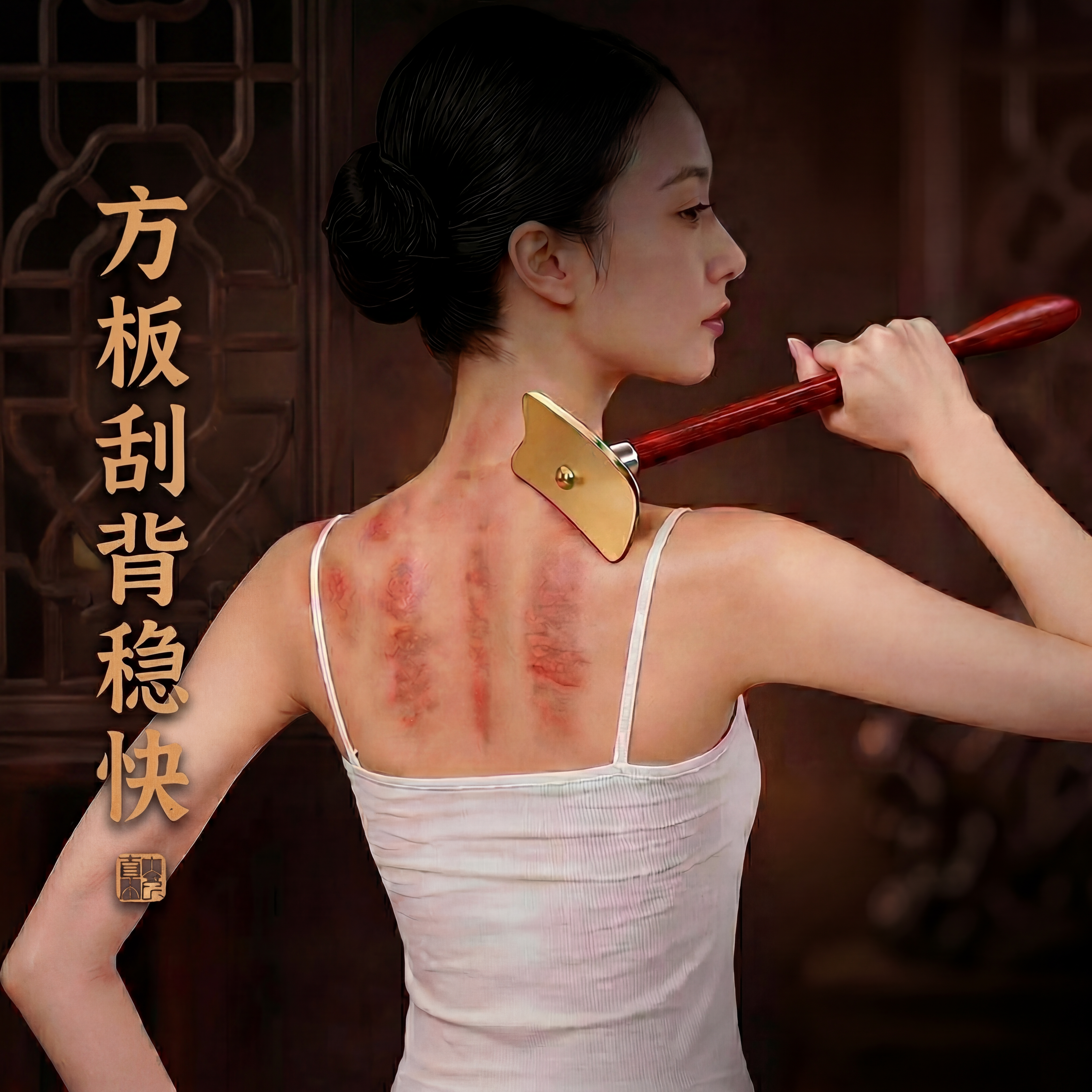 自己刮痧后背神器黄铜太极刮痧板背部全身通用养生馆手持刮痧铜板