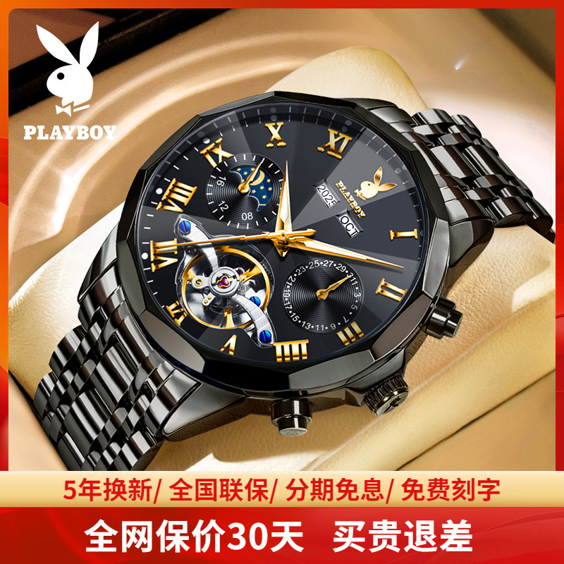 【欧美大牌】花花公子镂空机械表
