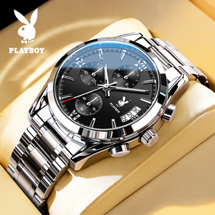 防水石英男表腕表十大 多功能男表时尚 正品 花花公子黑骑士手表男士