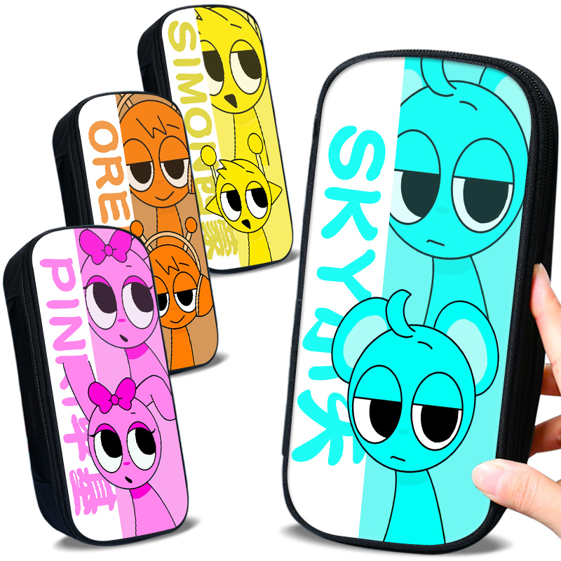 卡通Q版sprunki 节奏盒子笔袋创意文具盒高颜值铅笔盒文具袋简约铅笔袋小学生初中生收纳整理大容量多功能