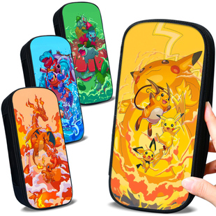 精灵宝贝宝可梦周边笔袋萌宠皮卡丘喷火龙耿鬼文具盒神奇宝贝男孩儿童铅笔盒简约日系动漫女孩小众ins卡通