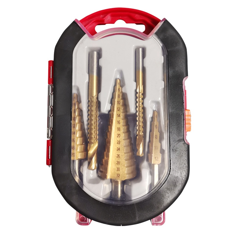 跨境钻头6pc宝塔钻锯钻塑盒套装3pc锯钻3pc阶梯钻木工开孔器