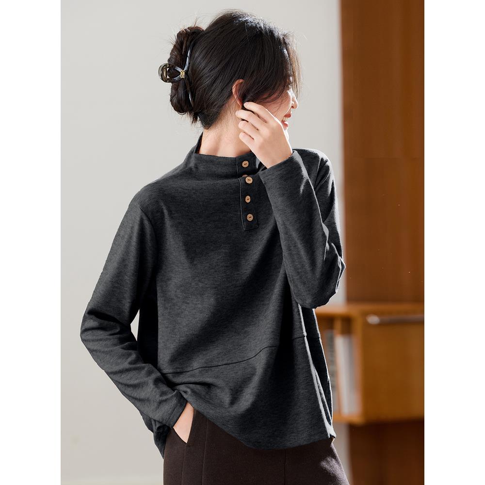 JOYIASS半高领毛衣女秋冬宽松慵懒松弛毛线衣高级感内搭针织打底