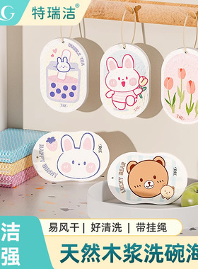 特瑞洁双面纳米木浆棉洗碗海绵擦厨房去油污加厚魔力奶瓶刷百洁布