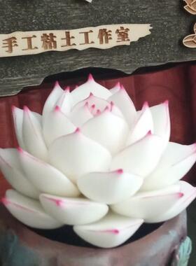 Cc原创树脂黏土仿真多肉永生仙气边线女王白麦秆盆栽办公室桌面摆