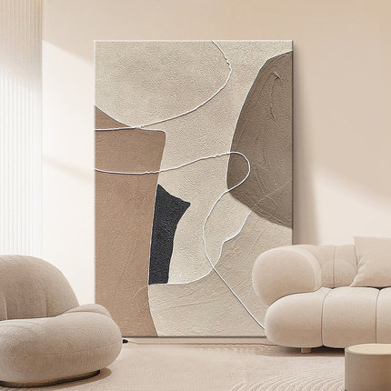 石来运转沙发背景墙装饰画抽象艺术肌理玄关挂画侘寂风客厅落地画