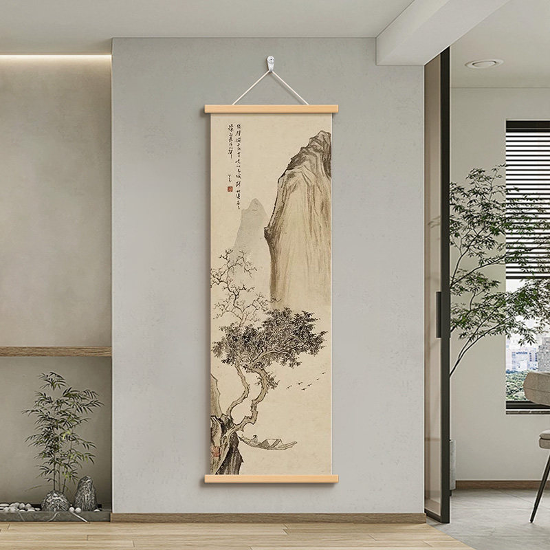 新中式山光水色玄关挂画