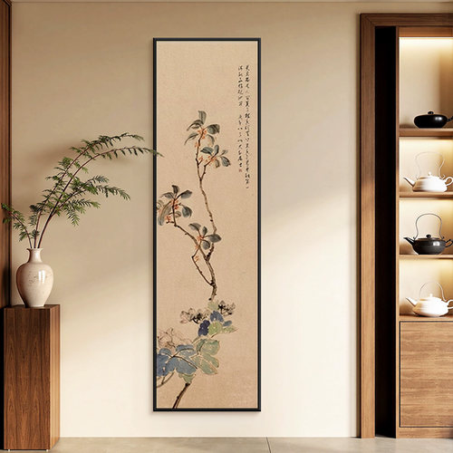 宋氏美学玄关走廊国风花鸟贴画墙