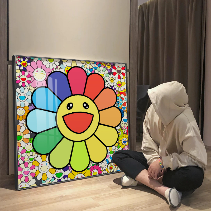 太阳花客厅装饰画沙发背景墙现代简约餐厅笑脸壁画卧室儿童房挂画图片