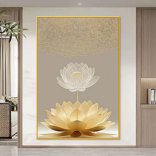 新中式禅意莲花贴画莲花除秽画