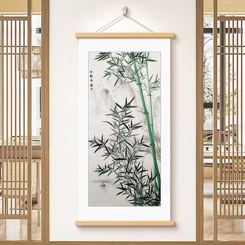 新中式竹报平安玄关挂画