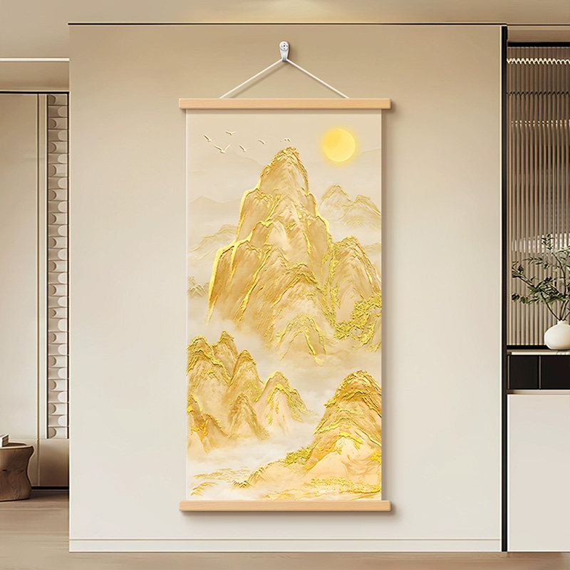 简约现代日照金山玄关挂画