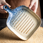 高颜值创意烤箱盘芝士焗饭盘日式 陶瓷平盘下午茶餐厅点心盘零食盘