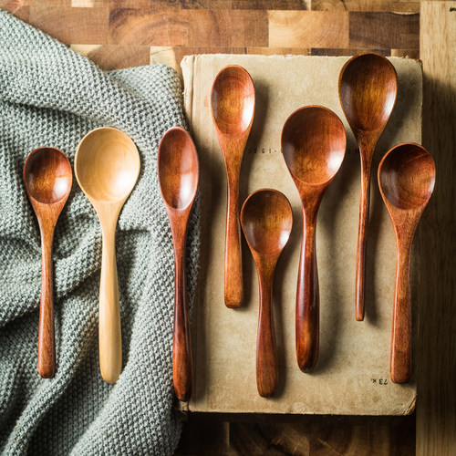 精致木质木头餐具小汤勺长柄喝汤调羹饭勺小勺家用汤匙喝粥勺