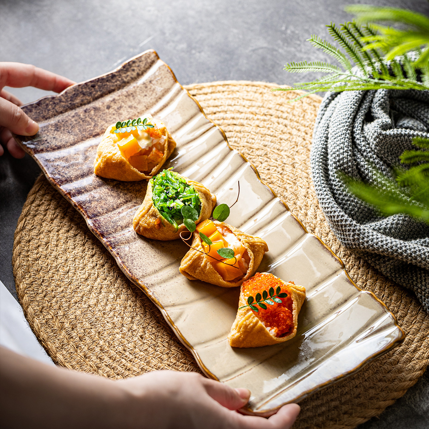 造型款蛋糕甜点展示盘平板盘日式陶瓷盘子刺身盘点心平盘寿司摆盘