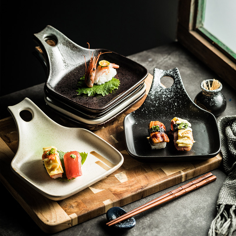 日式铲盘带手柄烤盘手把盘早餐盘陶瓷创意造型盘装菜盘子餐厅饭店
