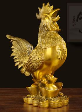 善品铜器十二生肖黄铜金鸡元宝铜公鸡家居工艺品摆件厂家直销
