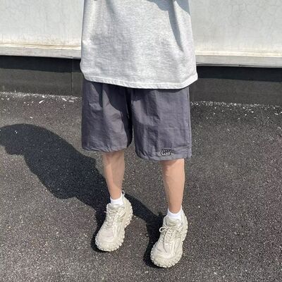 夏季新款美式短裤男潮牌薄款设计感小众宽松大码运动休闲五分裤子
