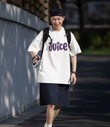 DESIRE 今禧 300g重磅纯棉少年感卡通字母印花短袖宽松男情侣T恤