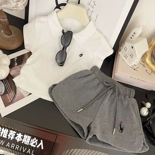百褶短裙洋气学院风两件套 运动套装 女童娃娃领POLO衫 灯笼袖 打底衫