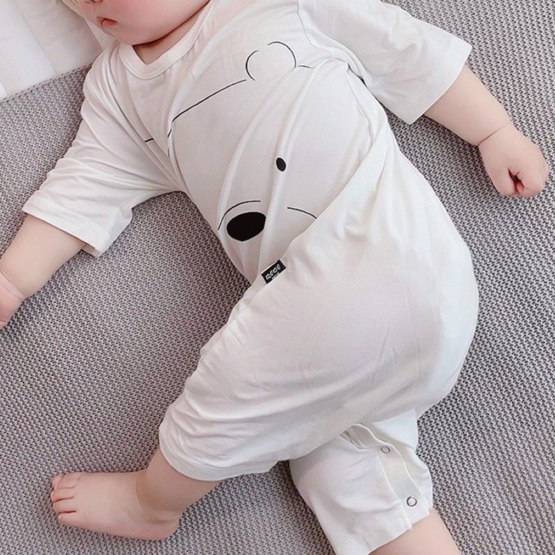 宝宝睡衣莫代尔短袖七分夏季薄款连体防踢被婴儿男童女童儿童睡袋