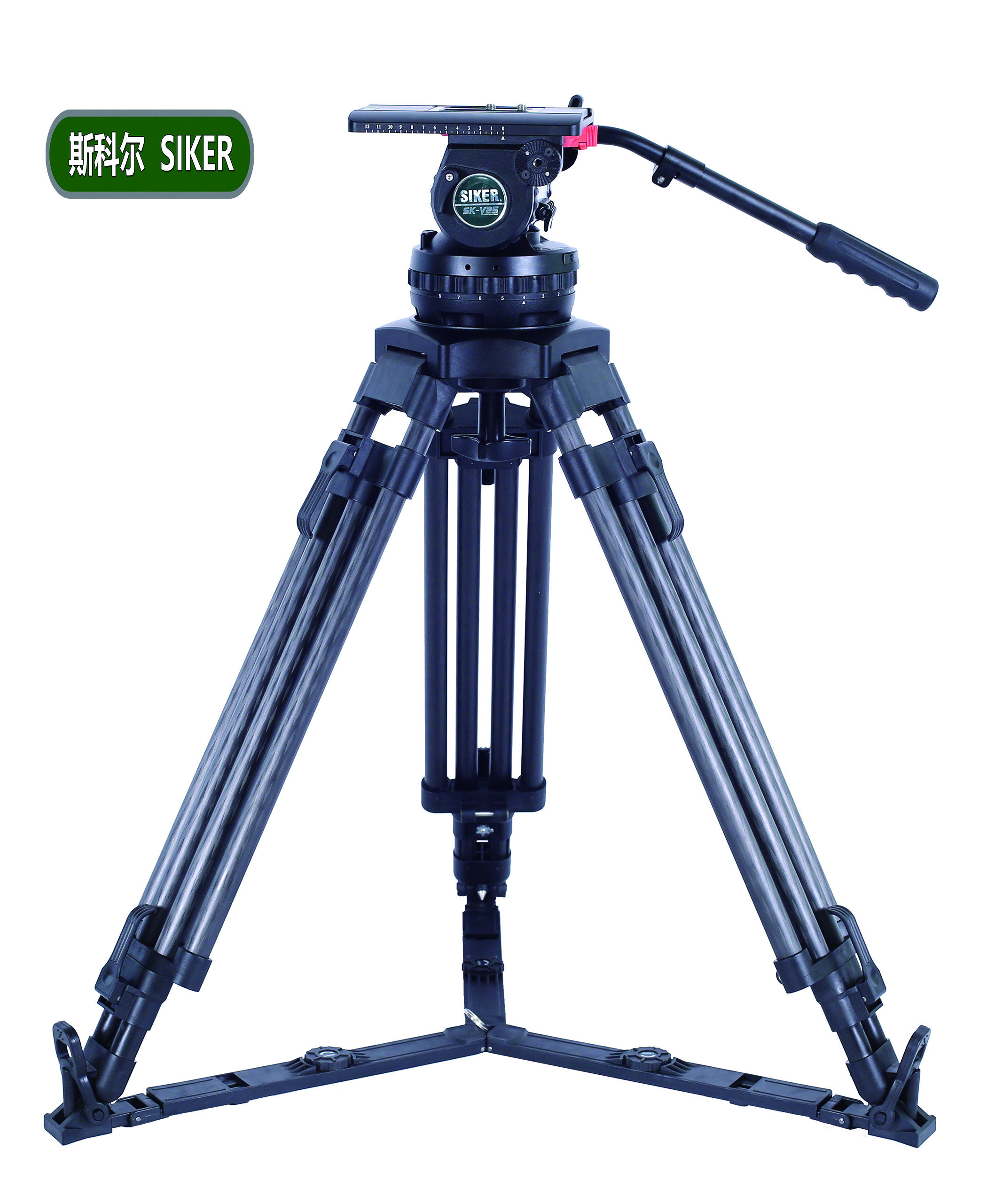 斯科尔（SIKER）SK-V25T 专业机摄像三脚架 液压阻尼云台套装 碳