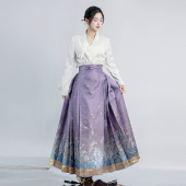 国风半身裙新中式 今时月鸢尾原创织金改良马面裙套装 秋冬2024新款